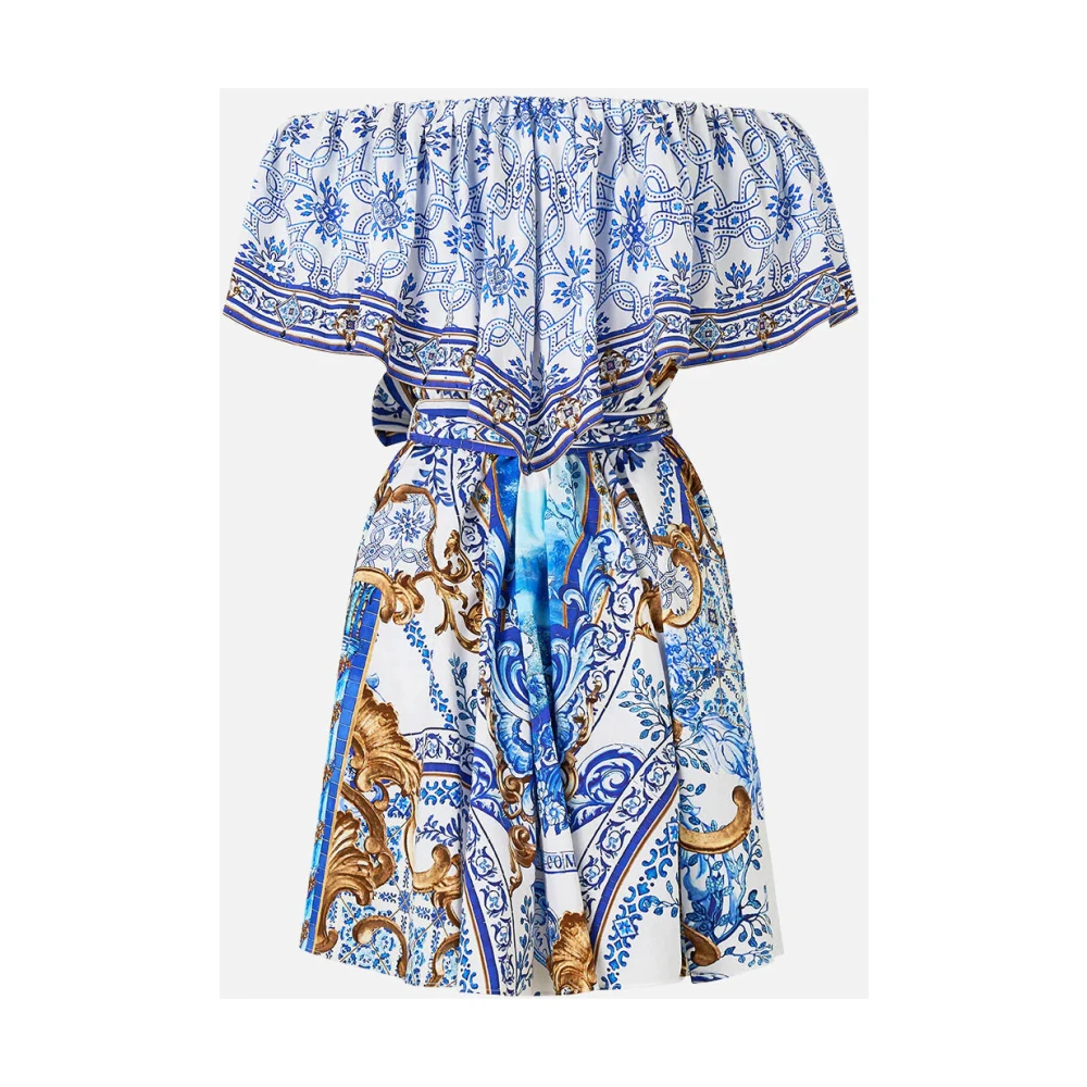 Camilla Portugees-geïnspireerde Frill Korte Jurk Blue Dames