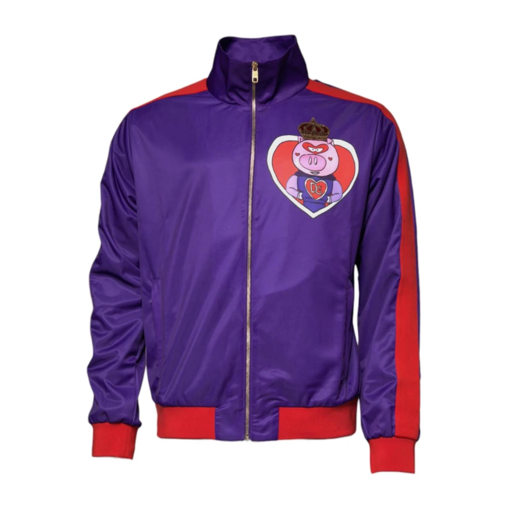 Dolce & Gabbana , Zip-Throughs, Male, Multicolor, 2XL, Multicolor Motif Bomber Jumper - Image 3