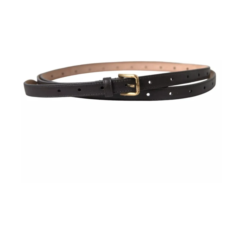 Dolce & Gabbana Donkerbruine leren riem met gouden gesp voor vrouwen Brown Heren