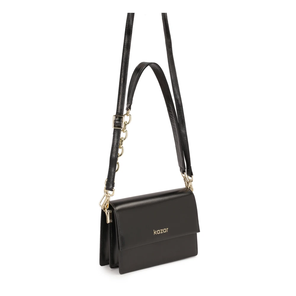 Kazar Kleine leren handtas met stijve constructie Black Dames
