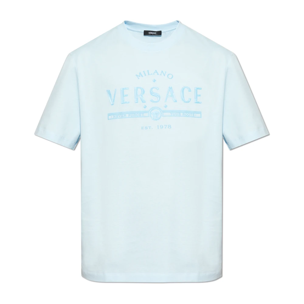 Versace Homme Bleu Tops, Taille: Xl T-Shirt Avec Logo Imprimé