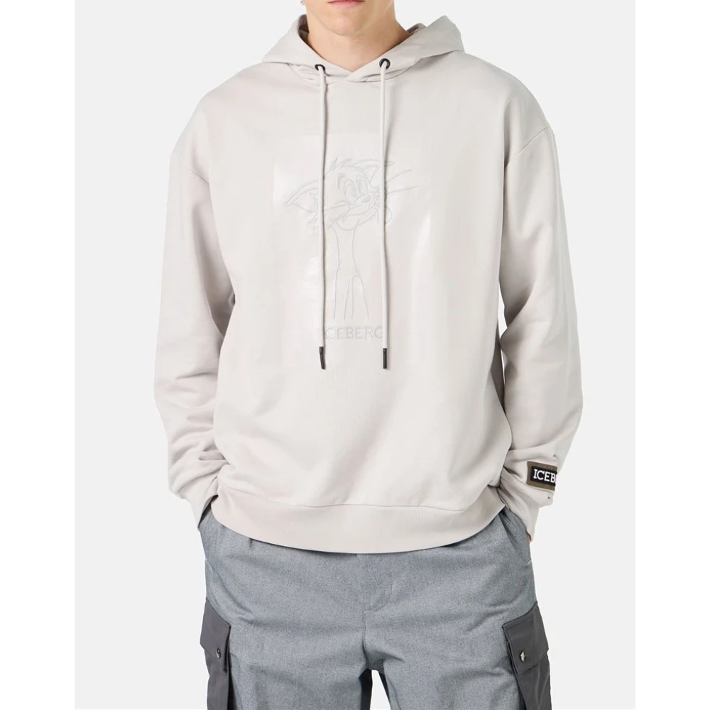 Iceberg Hoodie met rubberen print Gray Heren