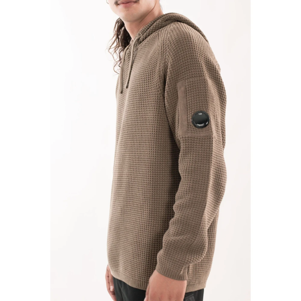 C.P. Company Chenille Wafel Gebreide Hoodie Beige Heren