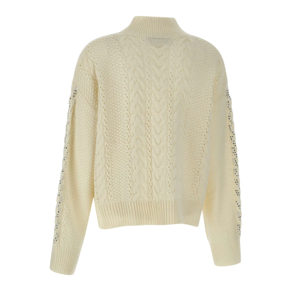 Kaos Witte wolmix trui met kraaldetails Beige Dames