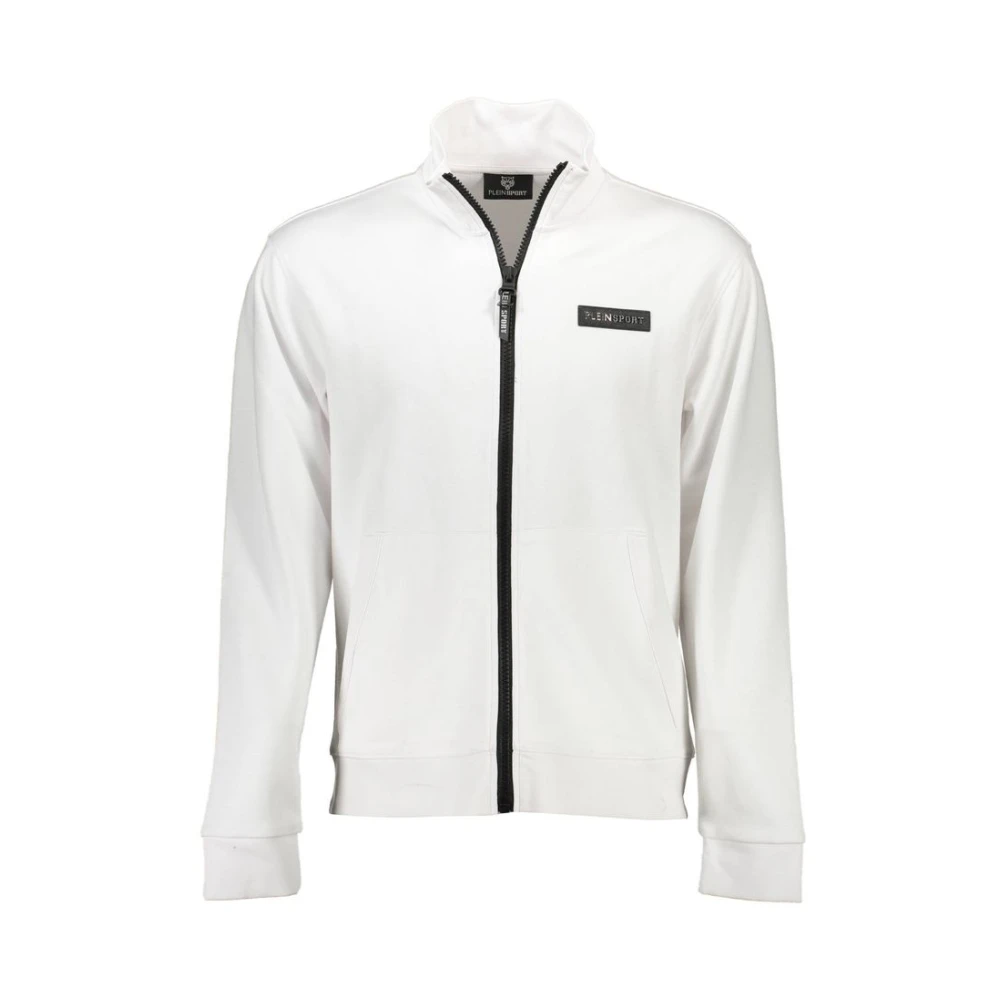 Plein Sport Men's White Cotton Sweater With Zip