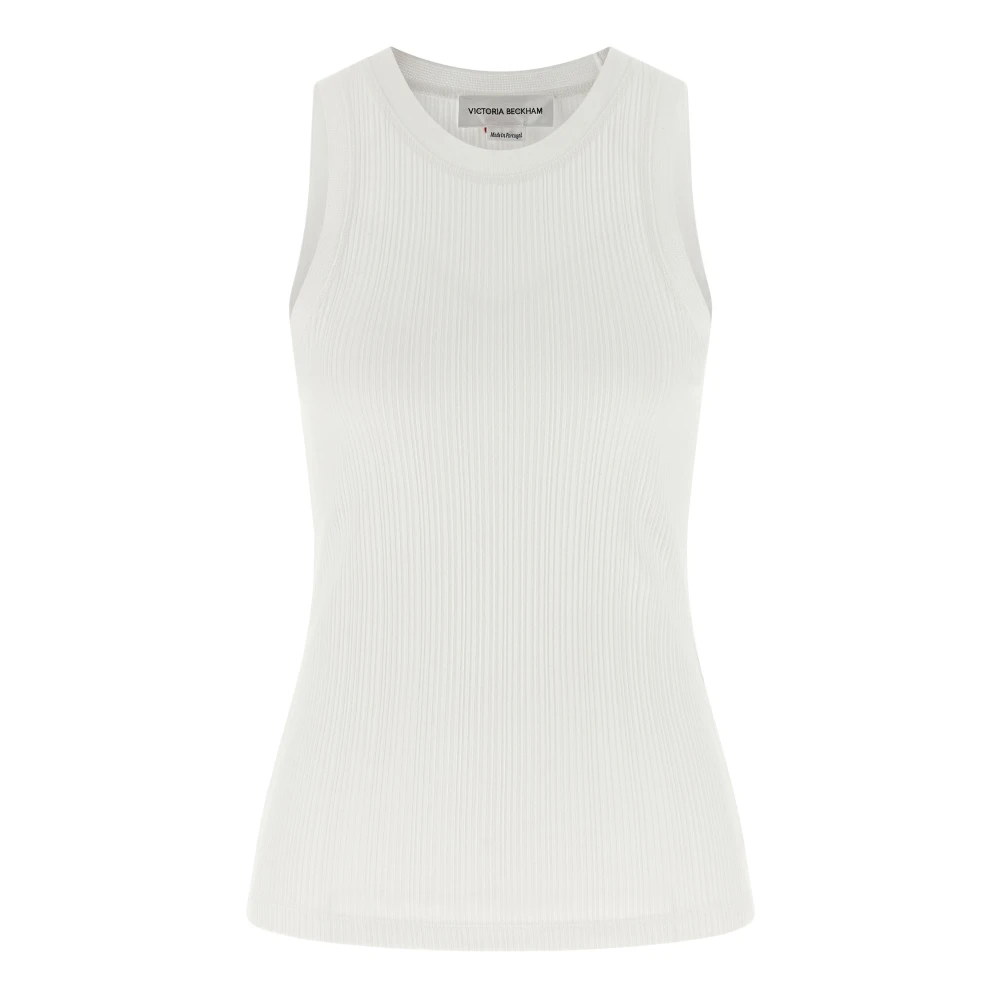Victoria Beckham Women's White Sleeveless Tops, L, Rib Tank