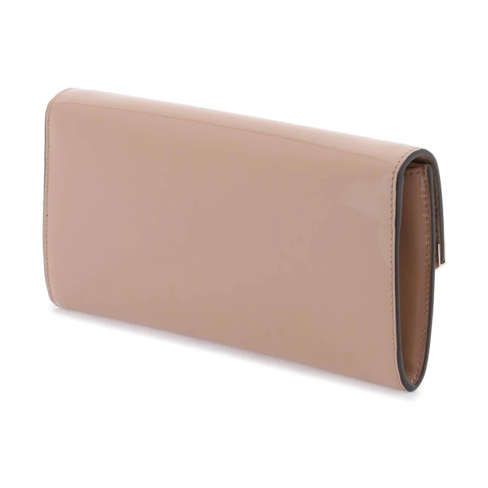 Jimmy Choo Patentleren Emmie Clutch met Metalen Trim Beige Dames