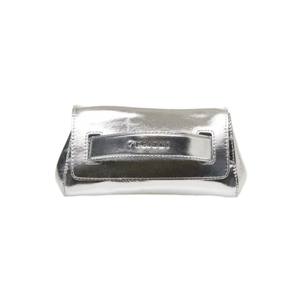 Orciani Zilveren Metallic Clutch Gossip Vanity Gray Dames