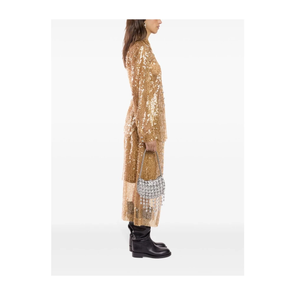 Paco Rabanne Paillet Beige Shirt met Riem Brown Dames