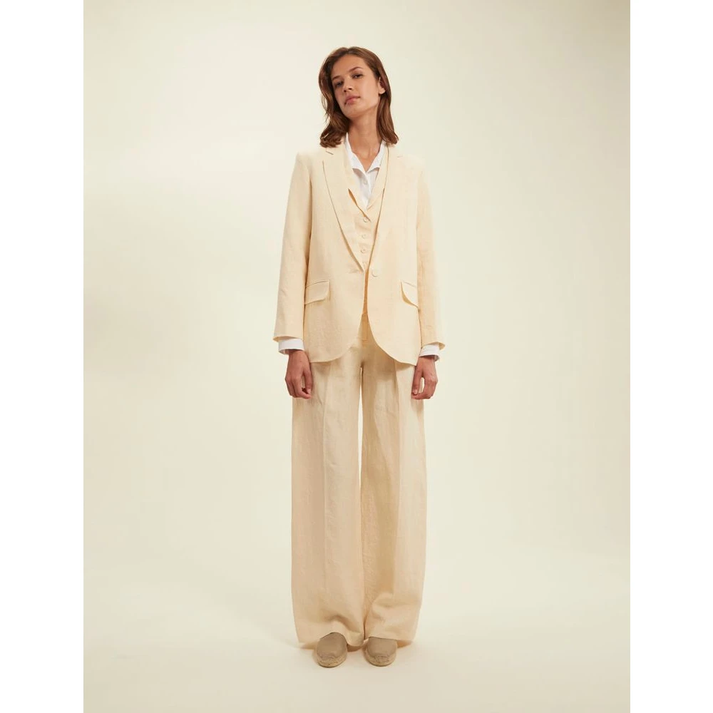 Ines De La Fressange Paris Ecru Linnen Bruna Jas Beige Dames