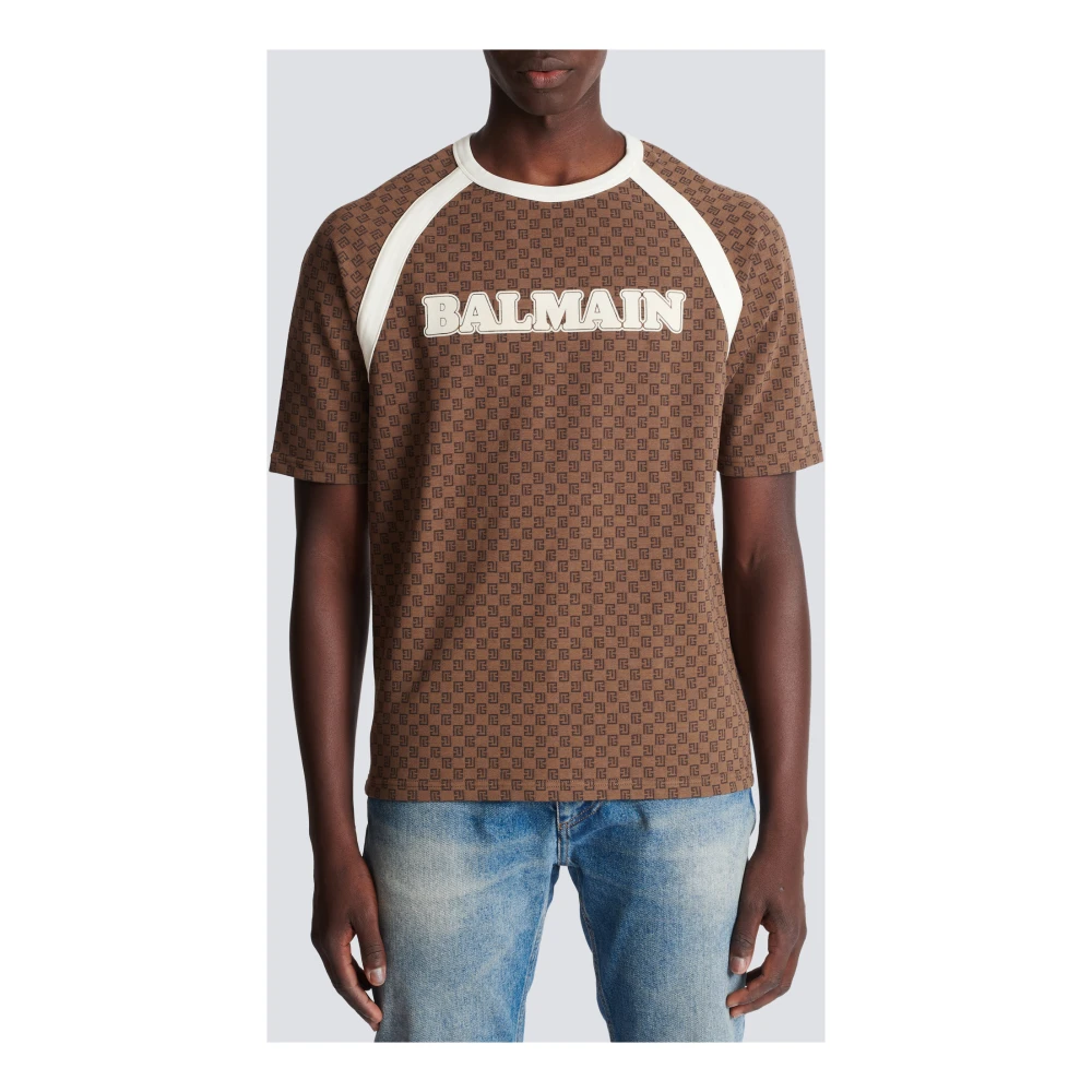 Balmain Retro mini monogram T-shirt Brown Heren