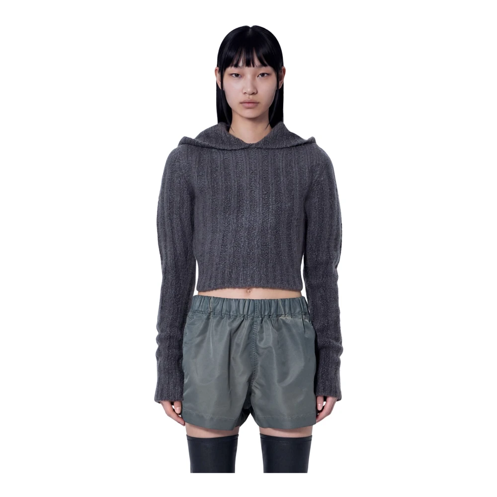 Rick Owens Rib Crop Hoodie - Female - Hoodies - Gray - S - Sweatshirts & Hoodies - Image 4