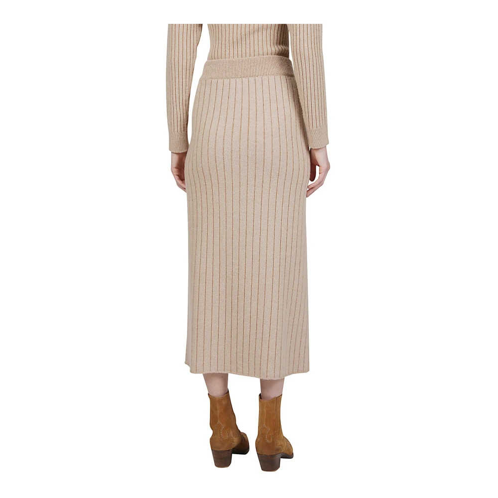 Eleventy Cashmere Lana Gebreide Rok Brown Dames