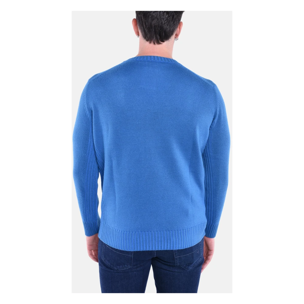 Kangra Wollen Trui met Ronde Hals Blue Heren