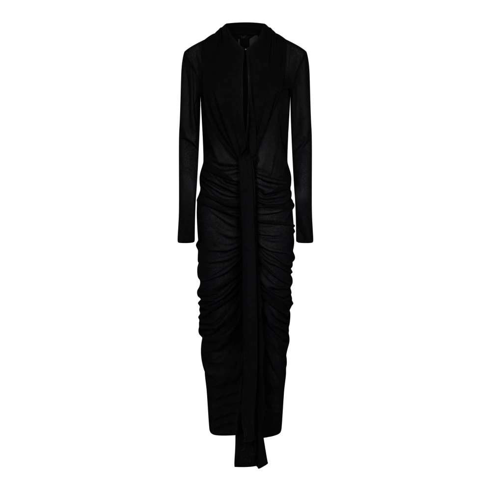Givenchy Zwarte V-hals Draperende Jurk met Verstelbare Kraag Black Dames