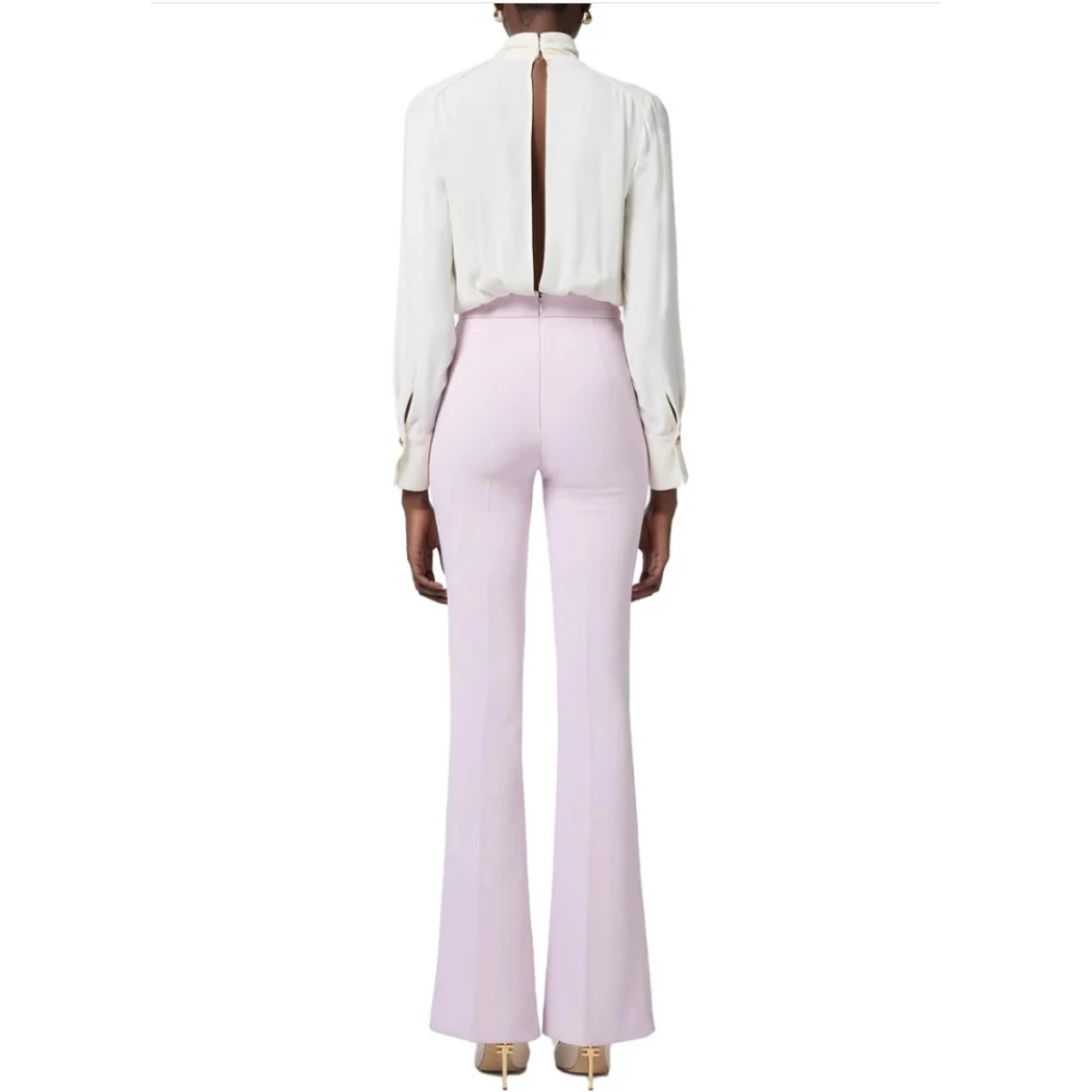 Elisabetta Franchi Georgette Tweedelig Pak met Logosjaal Beige Dames