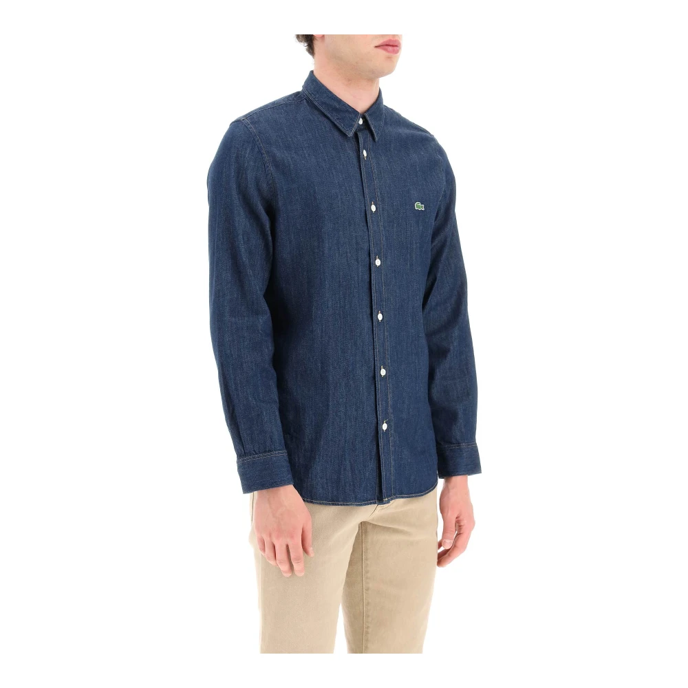 Lacoste Regular Fit Overhemd van Biologisch Katoen Denim Blue Heren