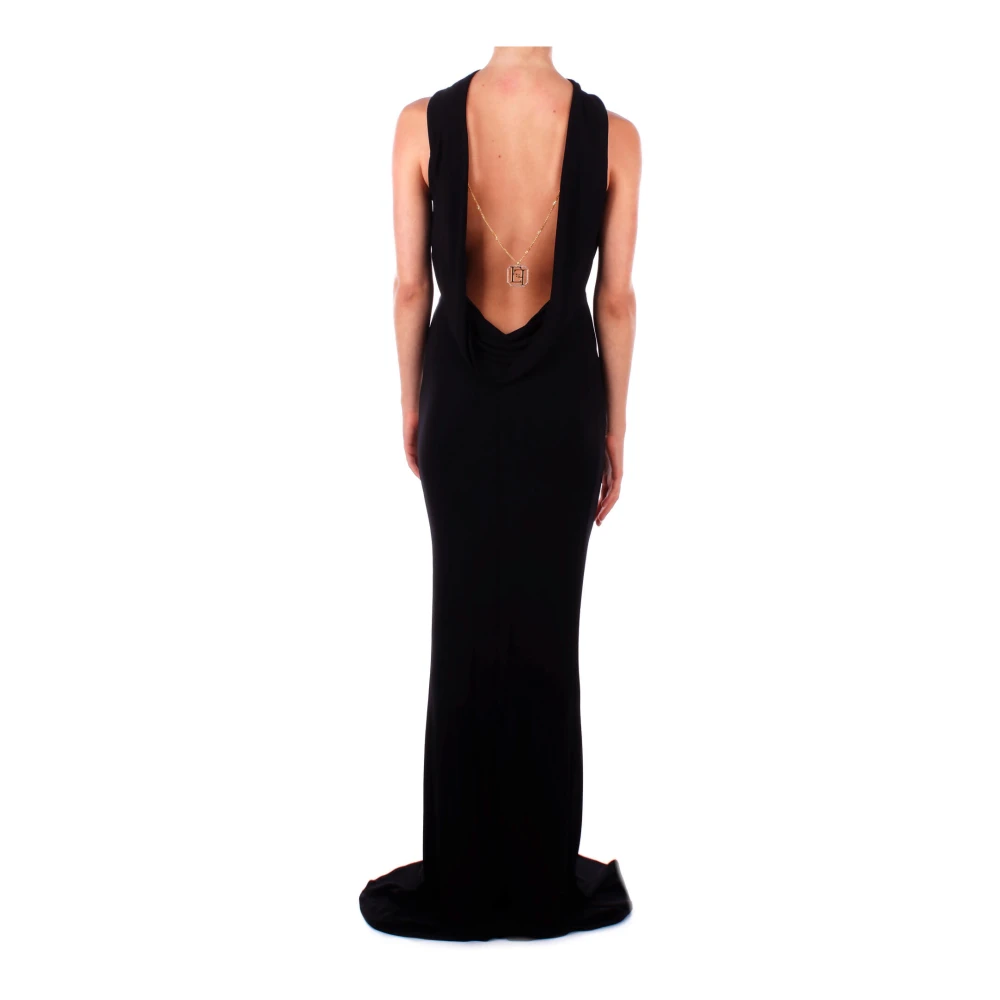 Elisabetta Franchi Red Carpet Zwarte Jurk Hanger Ketting Black Dames