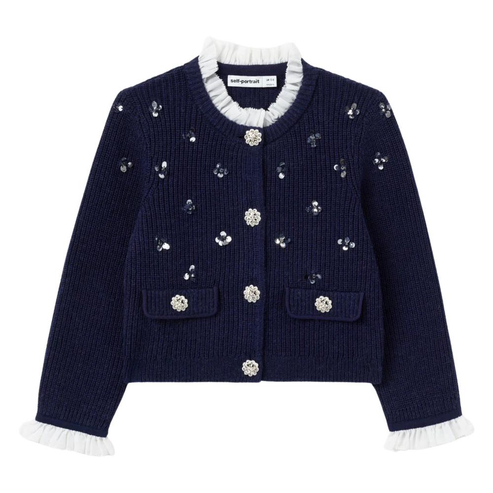 Self Portrait Girls Blue Embellished Cardigan - Kids Cardigans - 10 Y - Kids