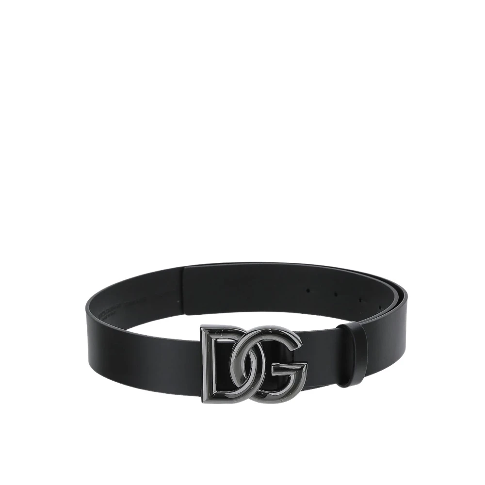 Dolce & Gabbana Metalen Logo Riem Black Heren