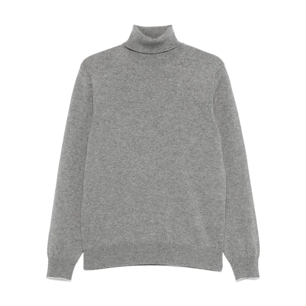 Brunello Cucinelli Men's Gray Cashmere Knitwear, L, Cashmere Turtleneck Jumper Grey