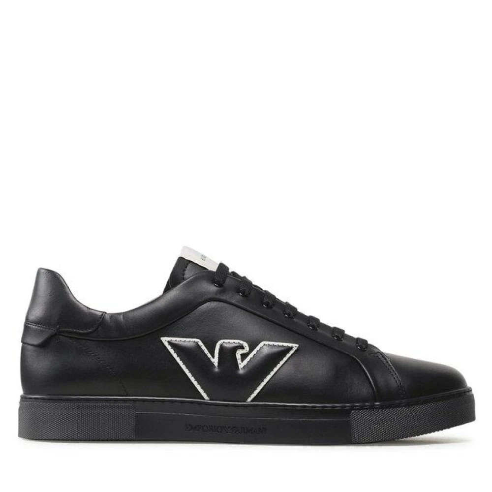 Emporio Armani Men's Black Leather Crossbody Bag Sneakers