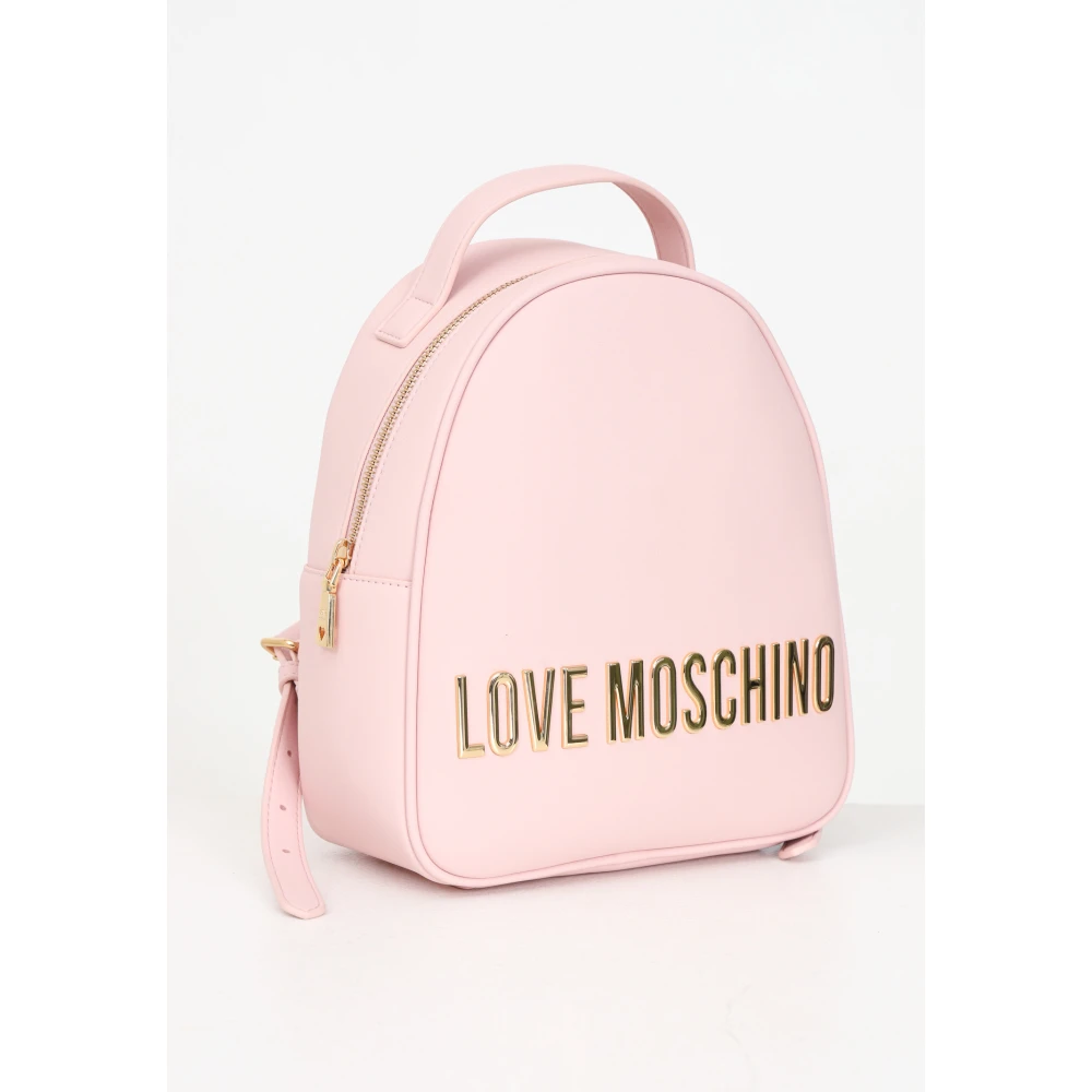 Love Moschino Roze Minimalistische Rugzak met Metalen Logo Pink Dames