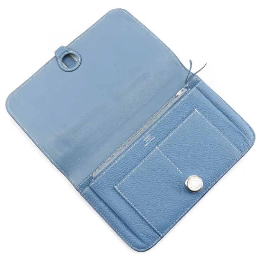 Hermès Vintage Pre-owned Leather wallets Blue Dames