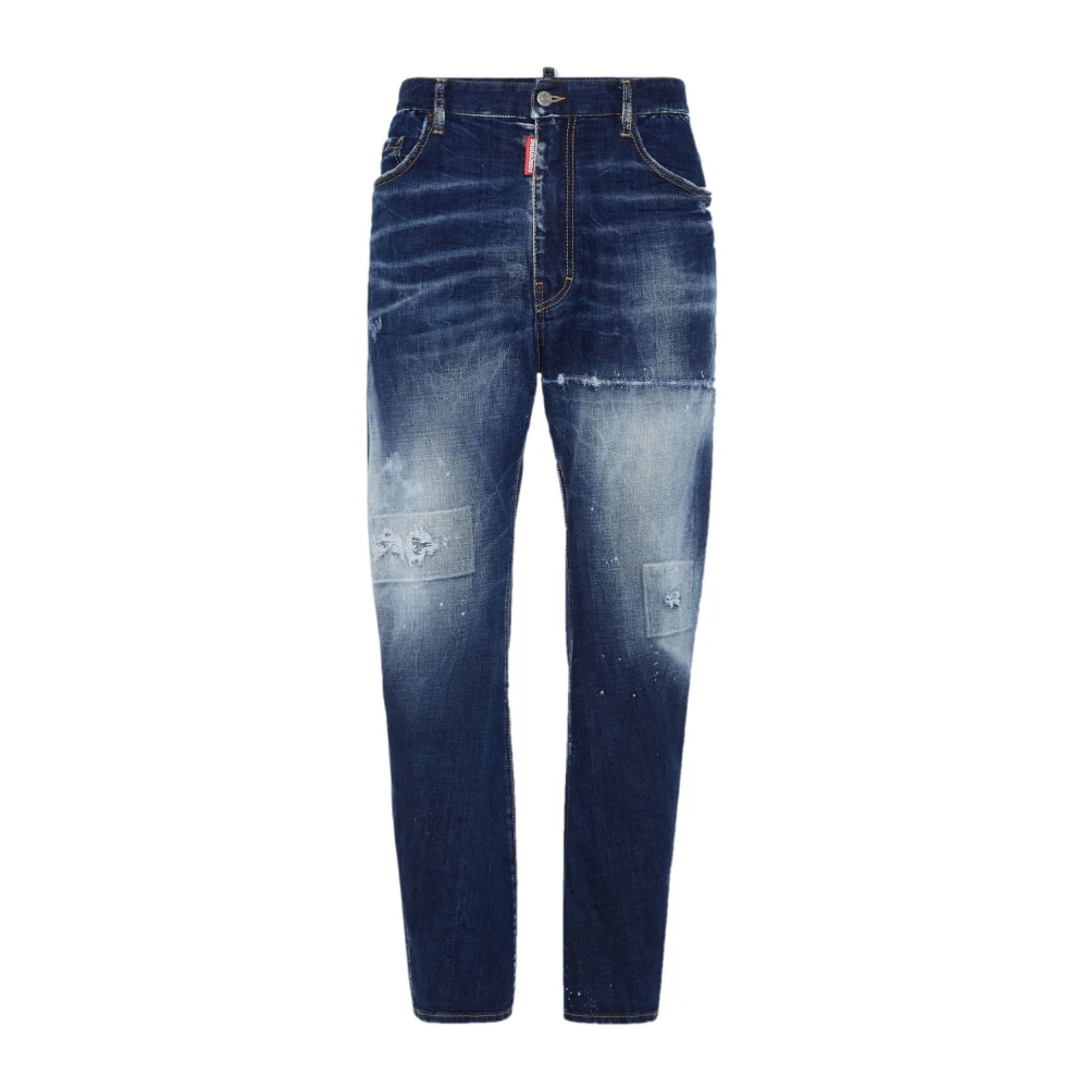 Dsquared2 Navy Blauw Distressed Denim Jeans Blue Heren