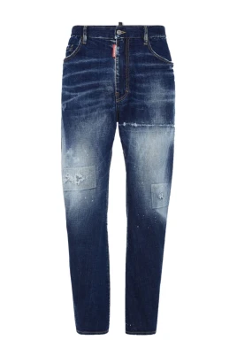 Navy Blue Distressed Denim Jeans