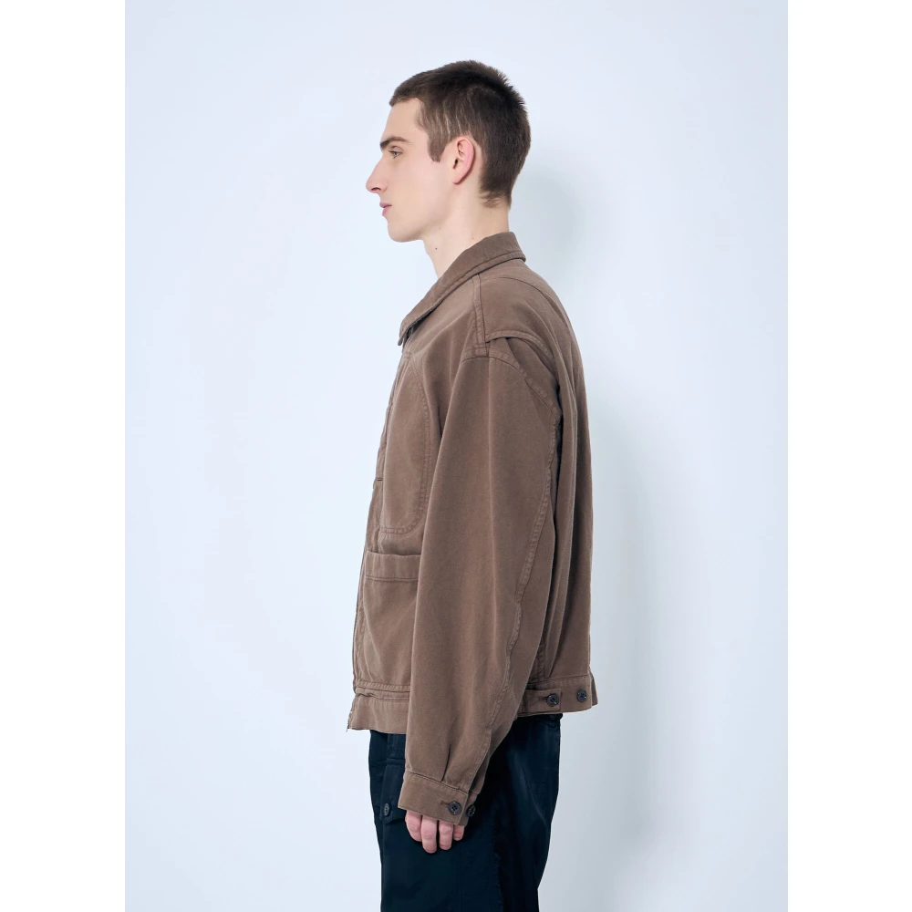 Dries Van Noten Klassieke Jas met Rits en Zakken Beige Heren