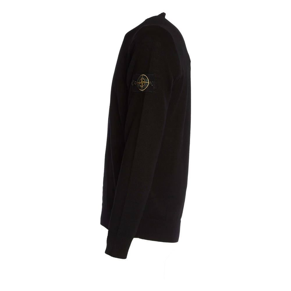 Stone Island Geribbelde Crew Neck Sweater Aw24 Black Heren