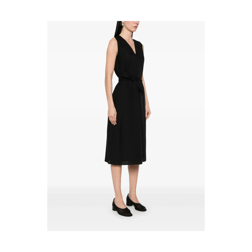 Calvin Klein Zwarte V-hals jurk met volledige voering Black Dames
