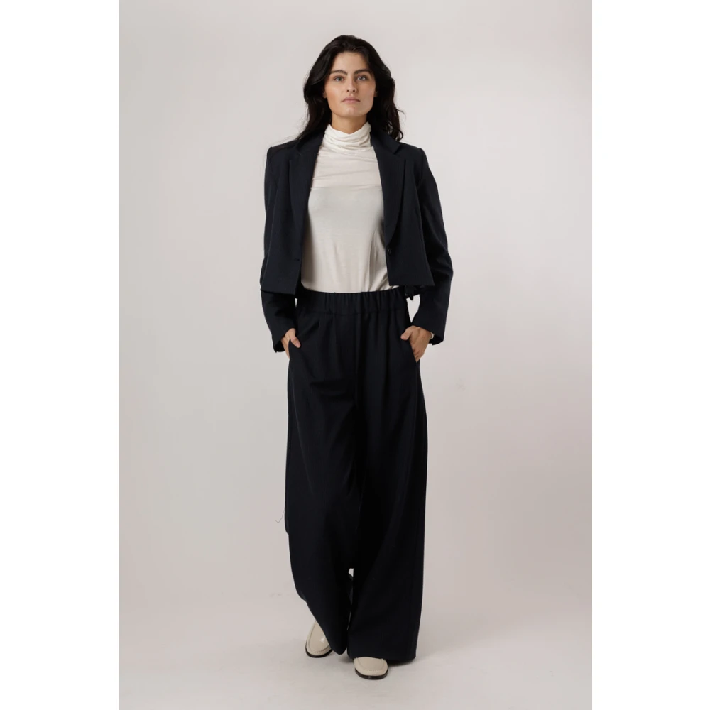 By-Bar Gestreepte Korte Blazer Donkerblauw Blue Dames