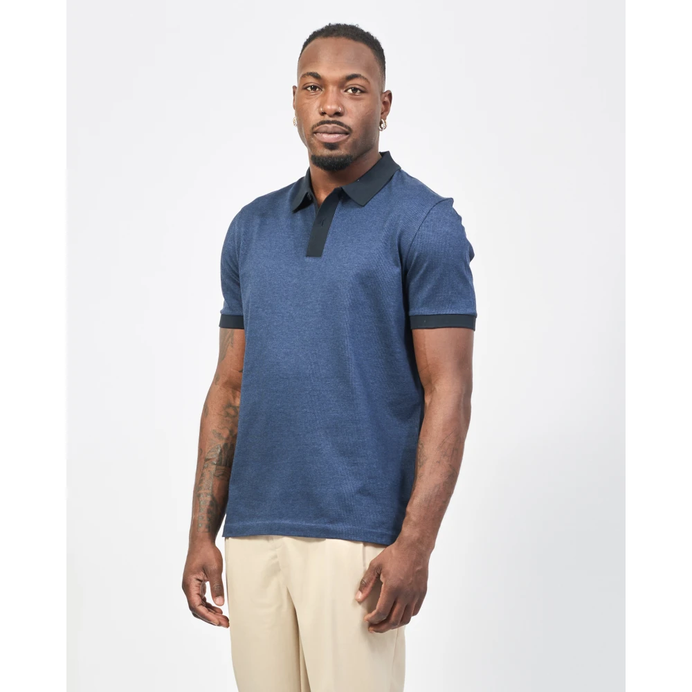Hugo Boss Blauwe Polo met Driekleurig Patroon Blue Heren