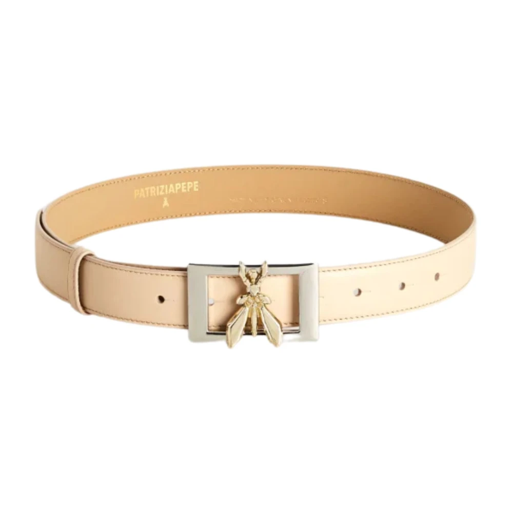 PATRIZIA PEPE Beige Leren Riem met Fly Stud Beige Dames