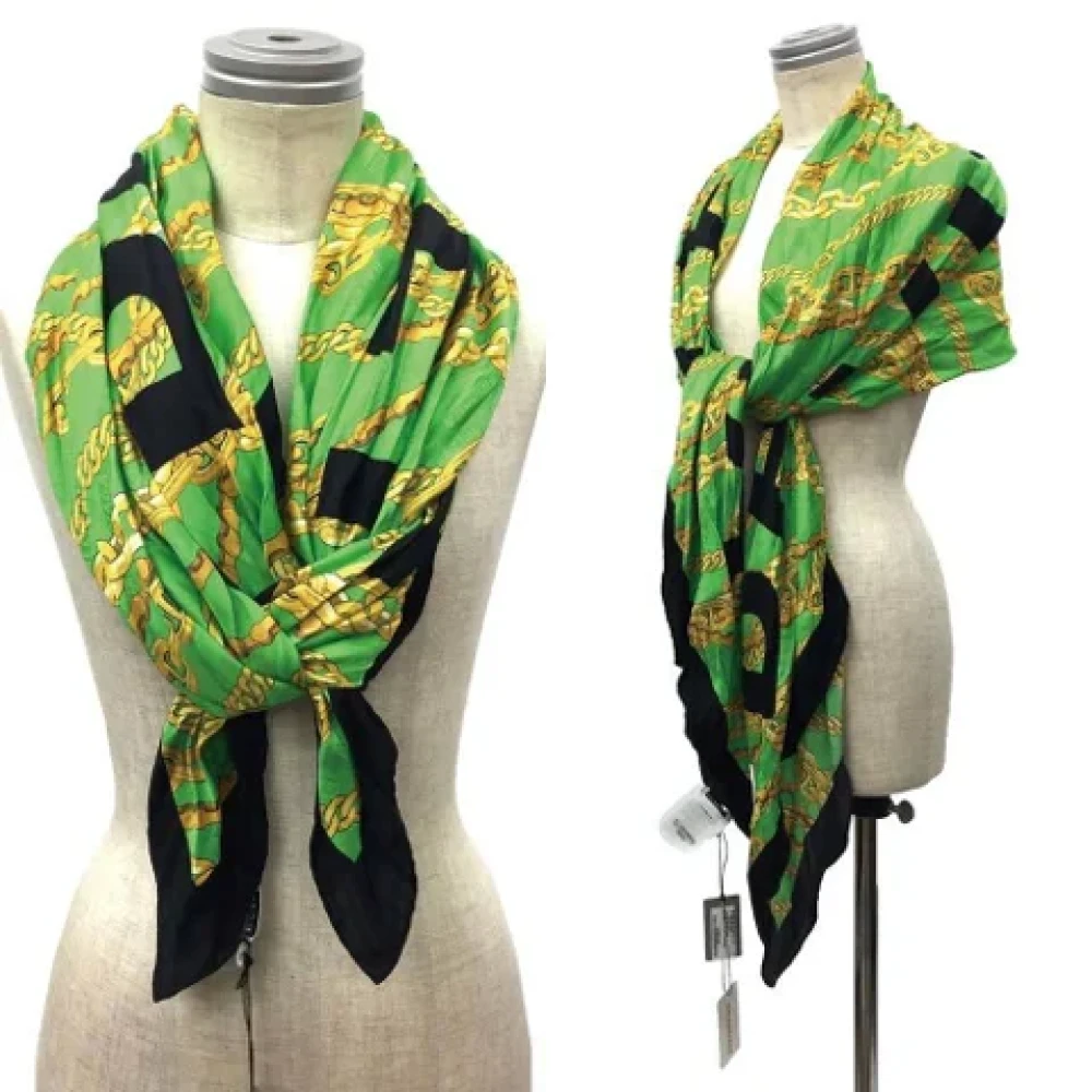 Balenciaga Vintage Pre-owned Silk scarves Green Dames