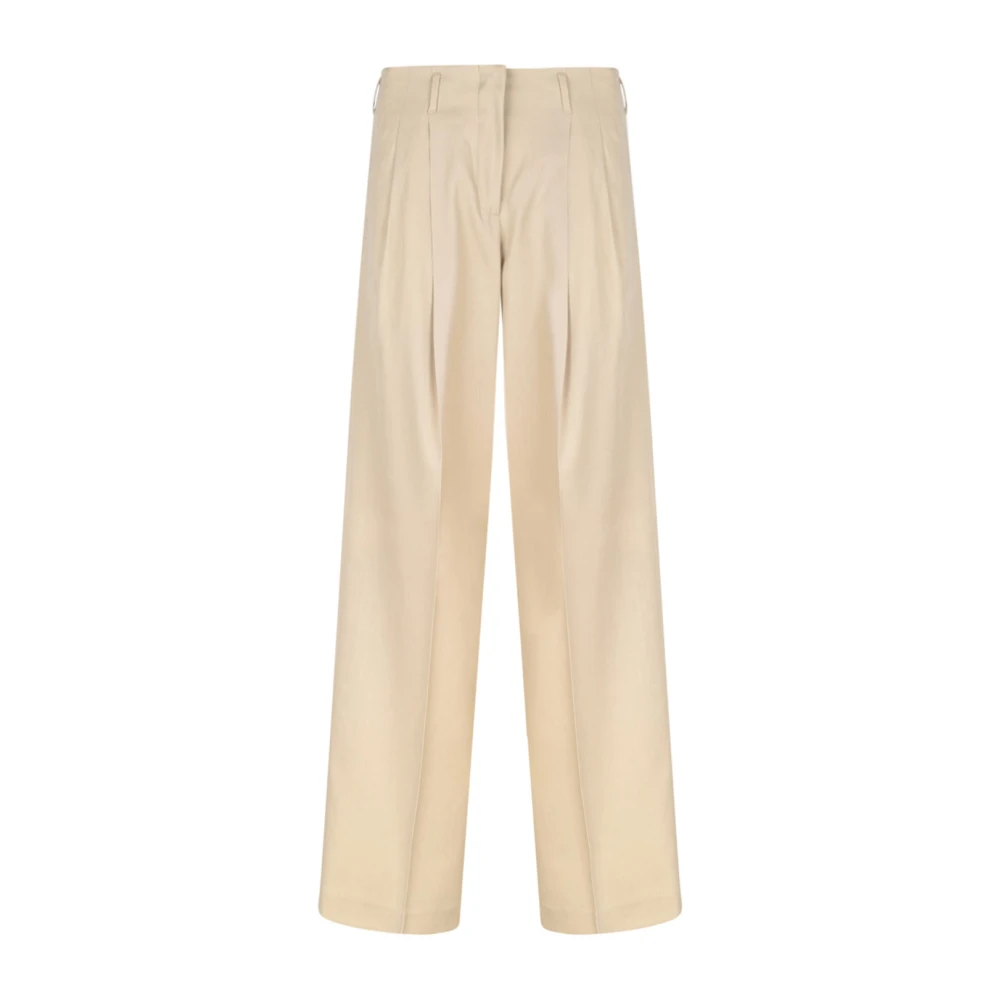 Golden Goose Women's Beige Wide Leg Trousers With Star Detail - Wide Trousers - M - Trousers