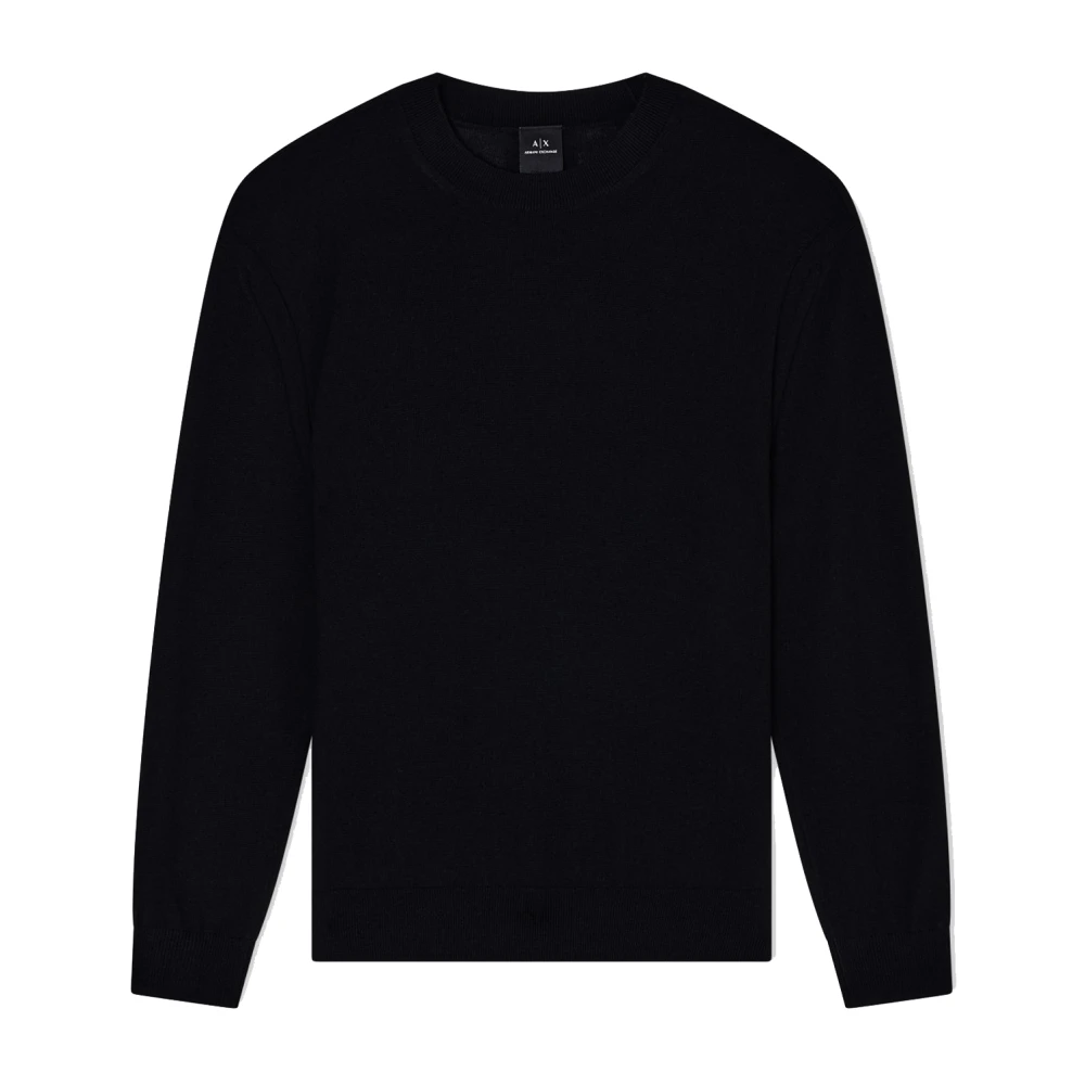 Armani Exchange , Round-Neck Knitwear, Male, Black, S, Crewneck Jumper - Image 3