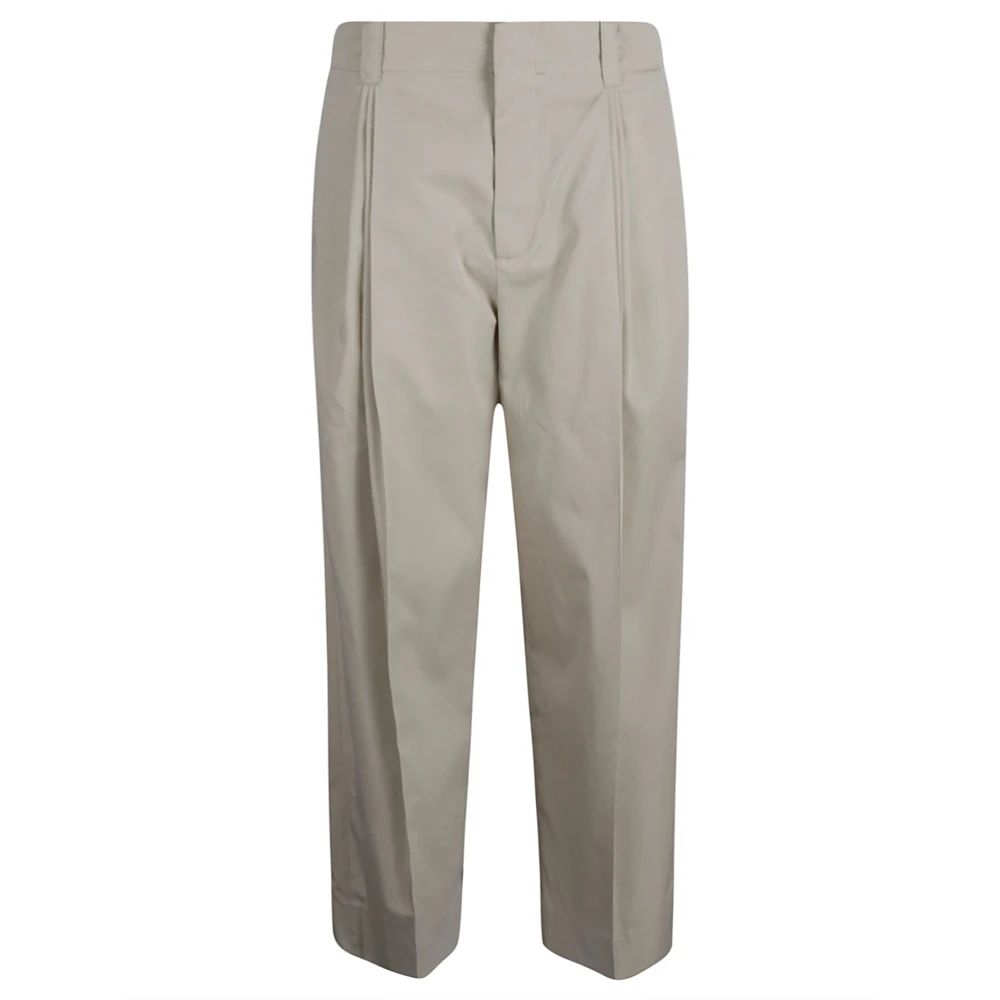 Bottega Veneta Beige Katoen-Zijde Broek Gray Dames