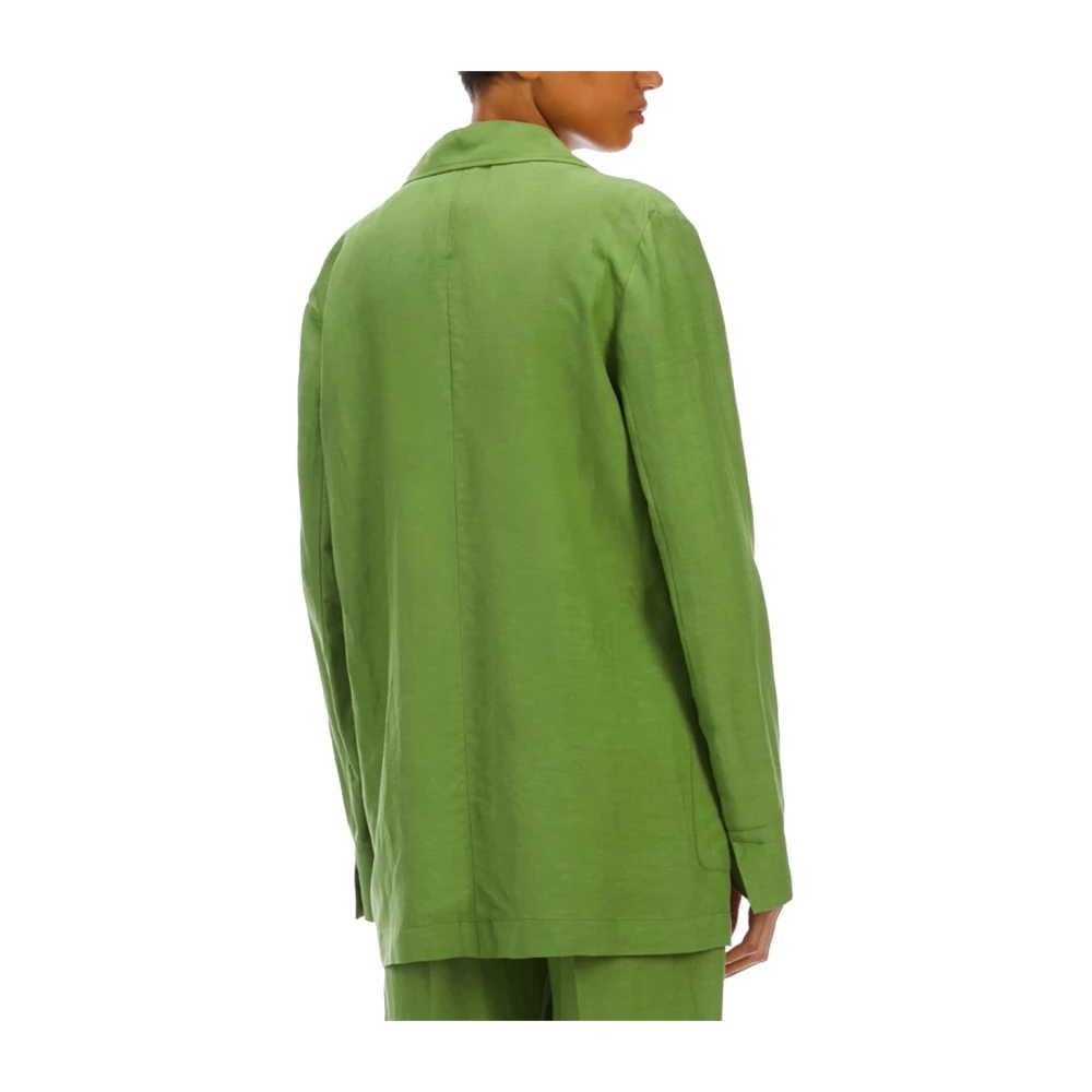 Pennyblack Linnen en Viscose Gestructureerde Blazer Green Dames