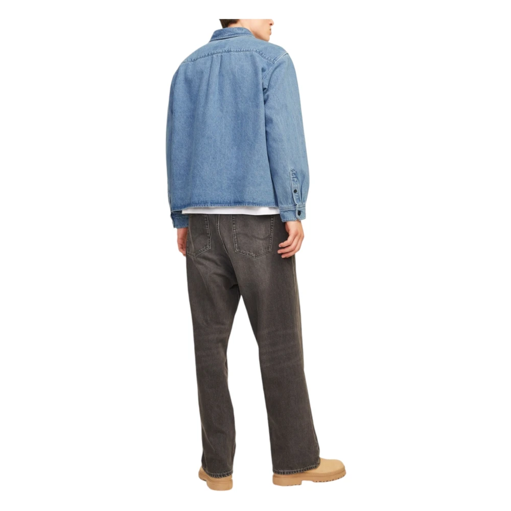 jack & jones Blauw Effen Geknoopt Herenoverhemd Blue Heren