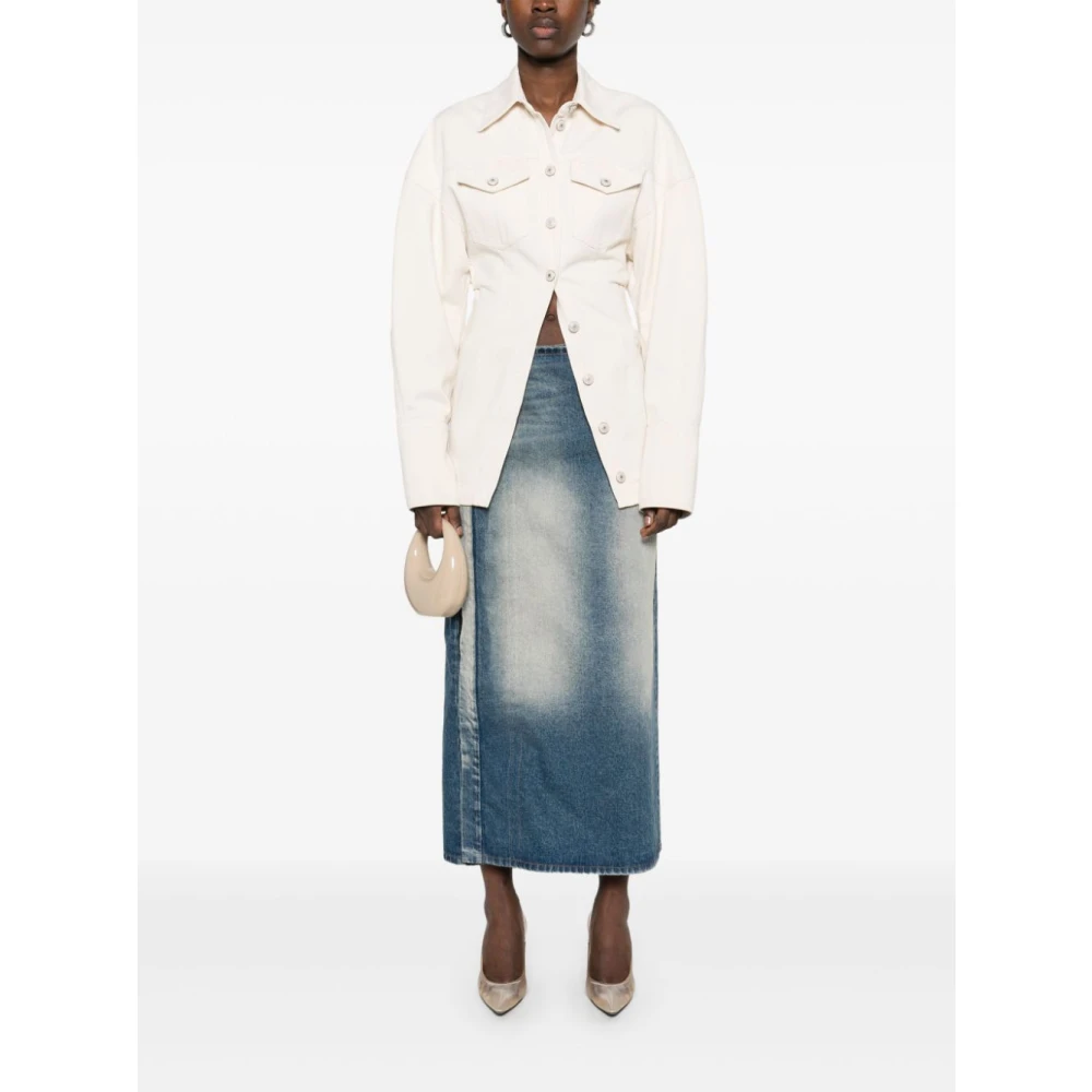 SPORTMAX Beige Geknoopte Jas met Dart Detailering Beige Dames