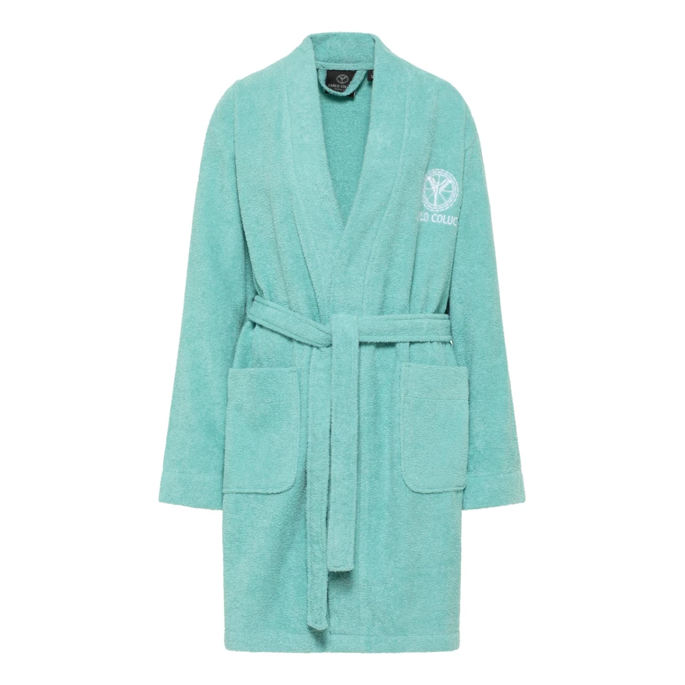 Carlo Colucci Women's Green Kimono-Style Bathrobe With Embroidery - Robes - L - Nightwear & Lounge