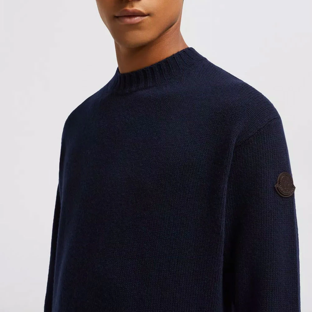 Moncler Navy Wol & Cashmere Gebreide Trui Blue Heren