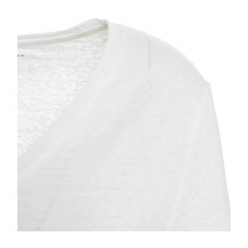 majestic filatures Witte V-Hals T-Shirt Ss25 White Dames