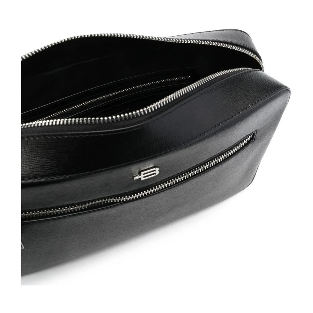 Baldinini Gestructureerde leren crossbodytas met ritszak Black Heren