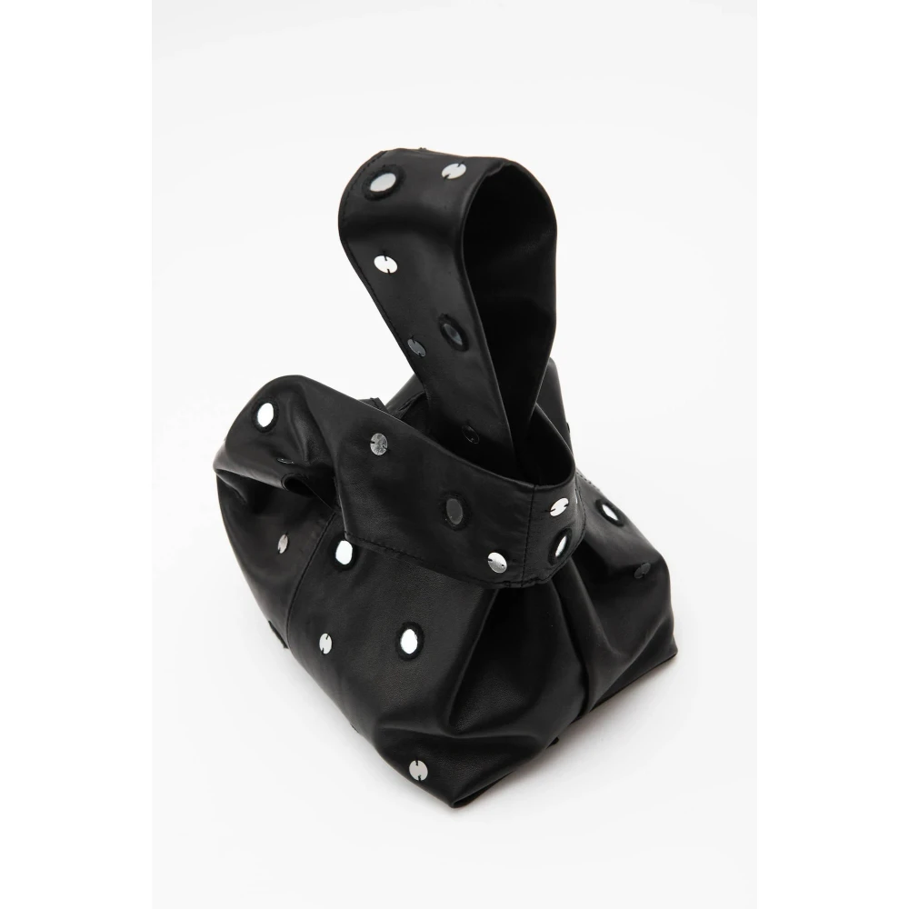 Alysi Geborduurde Leren Mini Tas met Studs Black Dames