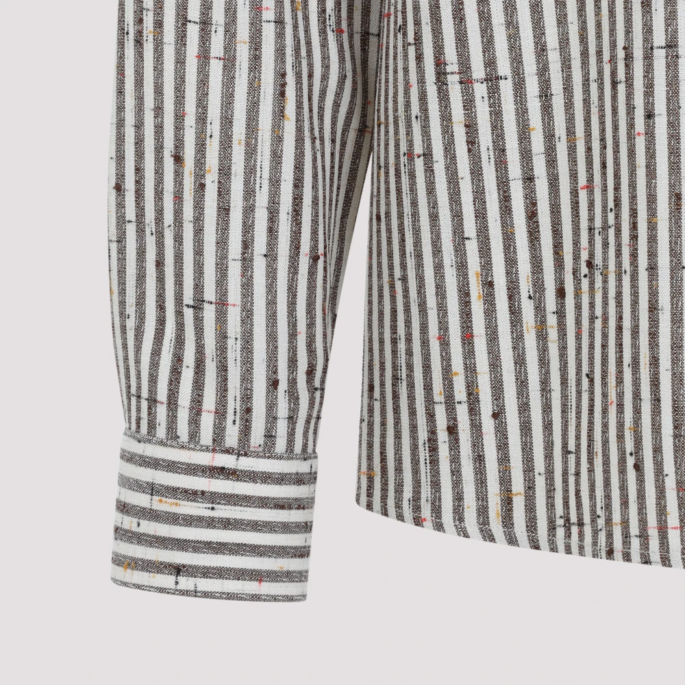 Bottega Veneta Gestreept shirt met lange mouwen Gray Heren