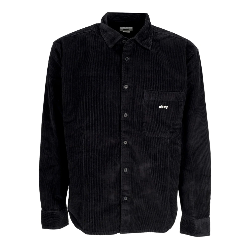 Obey Fluwelen Zwart Lang Shirt met Lange Mouwen Black Heren